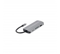 Концентратор Cablexpert USB-C 8-in-1 (USB hub 3.0/HDMI//VGA/PD/CR/stereo audio) (A-CM-COMBO8-02)