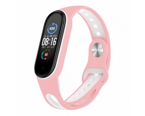 Ремінець до фітнес браслета BeCover Sport Style для Xiaomi Mi Smart Band 5 Pink-White (705173)