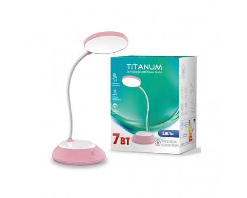 Настільна лампа TITANUM LED DC3 7W 3000-6500K USB рожева (TLTF-022P)