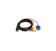 Кабель мультимедійний HDMI to VGA / 3*RCA 1.0m 1080p PowerPlant (CA912018)