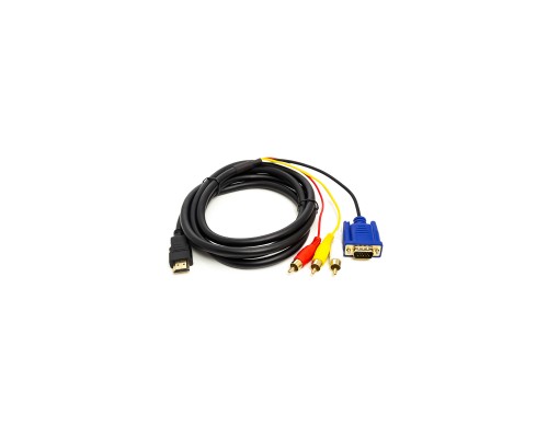 Кабель мультимедійний HDMI to VGA / 3*RCA 1.0m 1080p PowerPlant (CA912018)