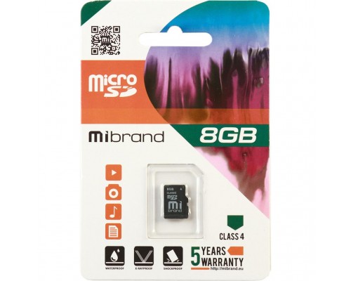 Карта памяти Mibrand 8GB microSD class 4 (MICDC4/8GB)