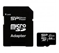 Карта памяти Silicon Power 64GB microSDXC Class 10 UHS-ISDR (SP064GBSTXBU1V10SP)