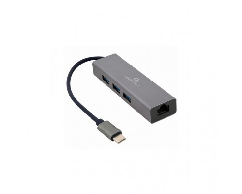 Переходник Cablexpert Type-С to Gigabit Ethernet, 3 Ports USB 3.1 Gen1 (5 Gbps) (A-CMU3-LAN-01)