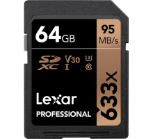 Карта памяти Lexar 64GB SDXC class 10 UHS-I U3 V30 633x Professional (LSD64GCB633)
