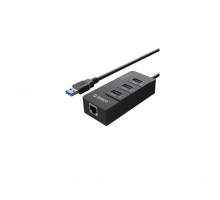 Концентратор Orico USB 3.0 3 port + RJ45 (HR01-U3-V1-BK-BP) (CA912742)