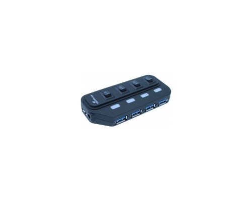 Концентратор MediaRange USB 3.0 hub 1:4, БП 5 V, black (MRCS505)