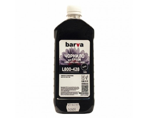 Чорнило Barva EPSON L800/L810/L850/L1800 1кг BLACK (T6731) (L800-428)