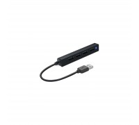 Концентратор Speedlink SNAPPY SLIM USB Hub, 4-Port, USB 2.0, Passive, Black (SL-140000-BK)