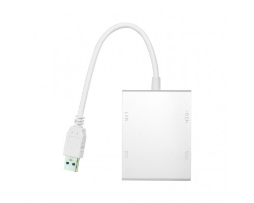 Перехідник USB 3.0 to HDMI, DVI, VGA, RJ45 Gigabit Ethernet PowerPlant (CA912087)