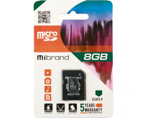 Карта памяти Mibrand 8GB microSD class 4 (MICDC4/8GB-A)