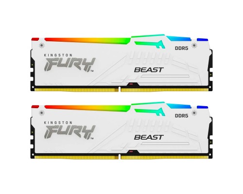 Модуль пам'яті для комп'ютера DDR5 64GB (2x32GB) 5600 MHz FURY Beast White RGB Kingston Fury (ex.HyperX) (KF556C40BWAK2-64)
