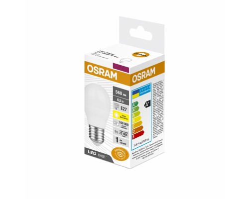Лампочка Osram LED BASE P60 6,5W (560Lm) 3000K E27 (4058075627734)