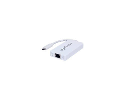 Концентратор Intracom Manhattan Type-C Hub 3-port USB3.0 + RJ45 Gigabit Ethernet White (507608)