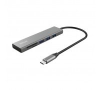 Концентратор Trust HALYX FAST 3USB+CARD READER USB-C ALUMINIUM (24191_TRUST)