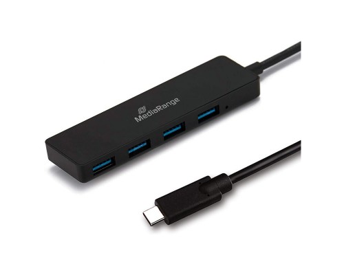 Концентратор MediaRange USB type-c hub 1:4, bus-powered, black (MRCS508)