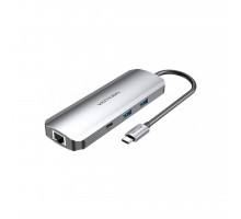 Концентратор Vention USB3.1 Type-C -> HDMI/USB 3.0x2/RJ45/USB-C/SD/TF/TRRS 3.5mm (TOMHB)