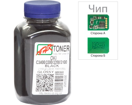 Тонер OKI C3400/3300, 110г Black+chip AHK (1502693)