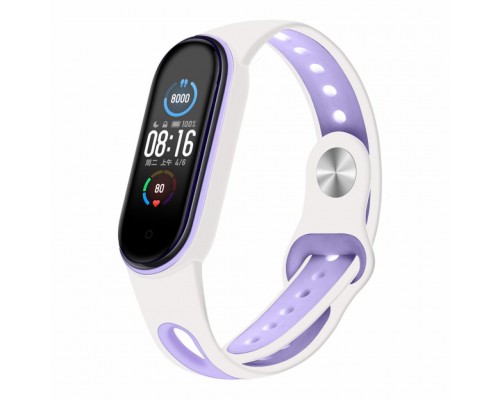 Ремінець до фітнес браслета BeCover Sport Style для Xiaomi Mi Smart Band 5 White-Purple (705175)