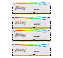 Модуль пам'яті для комп'ютера DDR5 128GB (4x32GB) 5600 MHz FURY Beast RGB White Kingston Fury (ex.HyperX) (KF556C40BWAK4-128)