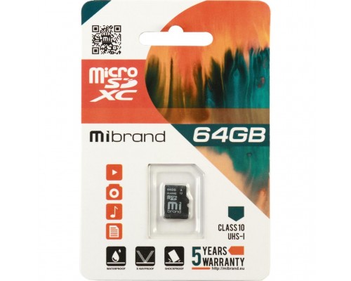 Карта памяти Mibrand 64GB microSDXC class 10 UHS-I (MICDXU1/64GB)
