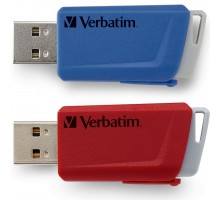 USB флеш накопичувач Verbatim 2x32GB Store 'n' Click Red/Blue USB 3.2 (49308)