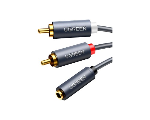 Кабель мультимедійний AUX 3.5mm TRS to RCAx2 M/M 0.25m AV102 Black Ugreen (10561)