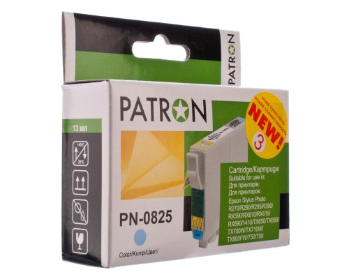 Картридж Patron для EPSON R270/290/390/RX590 LIGHT CYAN (PN-0825) (CI-EPS-T08154-LC3-PN)