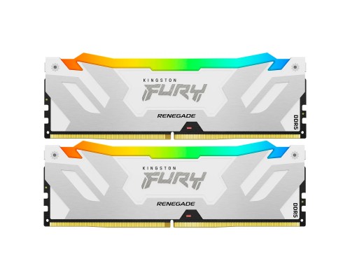Модуль пам'яті для комп'ютера DDR5 32GB (2x16GB) 7200 MHz Renegade RGB White XMP Kingston Fury (ex.HyperX) (KF572C38RWAK2-32)
