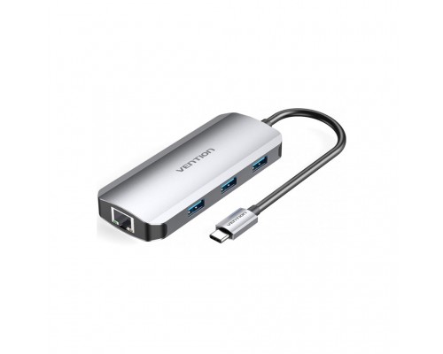 Концентратор Vention USB3.1 Type-C -> HDMI/USB 3.0x3/RJ45/PD 100W Hub 6-in-1 (TOHHB)