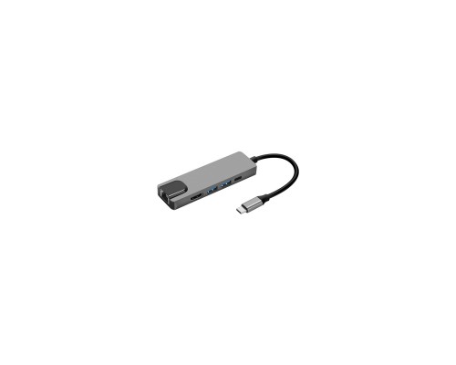 Концентратор Prologix USB3.1 Type C to HDMI+2*USB3.0+USB C PD+Lan (PR-WUC-103B)