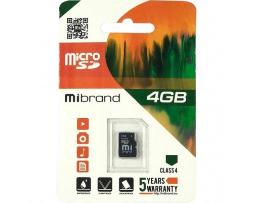 Карта памяти Mibrand 4GB microSDHC class 4 (MICDC4/4GB)