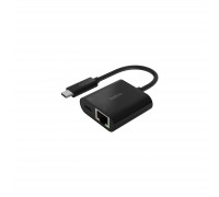 Перехідник USB-C - Ethernet 60W PD, black Belkin (INC001BTBK)