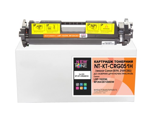 Тонер-картридж NewTone Canon LBP-162DW, MF264/267/269DW, 2169C002 Black (NT-KT-CRG051H)