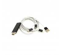 Кабель мультимедійний HDMI (M) to Lightning, Type-C, mirco USB 1.0m PowerPlant (CA911912)