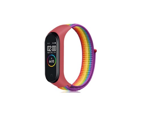 Ремінець до фітнес браслета BeCover Nylon Style для Xiaomi Mi Smart Band 7 Red-Rainbow (707669)