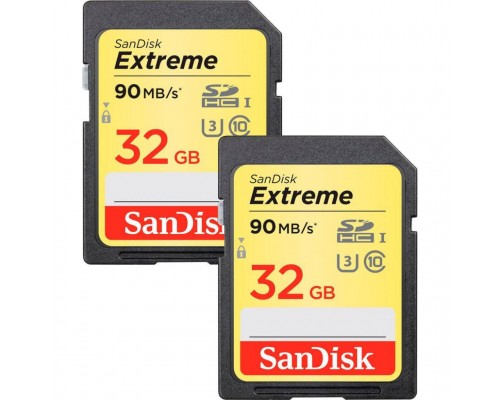 Карта пам'яті SanDisk 32GB SDHC class 10 V30 UHS-I U3 Extreme 2-pack (SDSDXVE-032G-GNCI2)