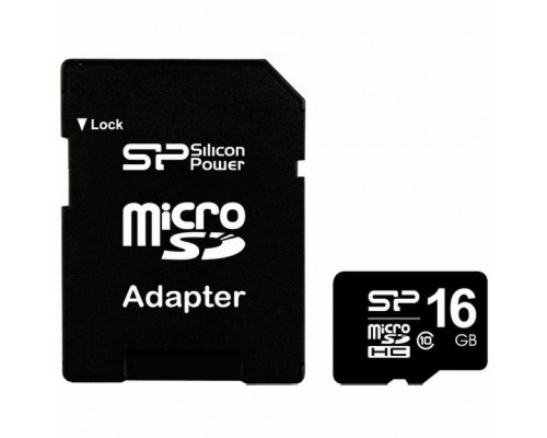 Карта памяти Silicon Power 16Gb microSDHC class 10 (SP016GBSTH010V10-SP)