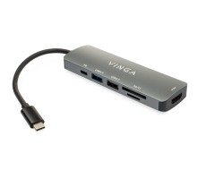 Концентратор Vinga USB Type-C 3.1 to HDMI+USB3.0+USB 2.0+SD/microSD+PD 6in1 (VHC6)
