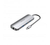 Концентратор Vention USB3.1 Type-C -> HDMI/USB 3.0x3/RJ45/SD/TF/PD 100W Hub 8-in (TOKHB)