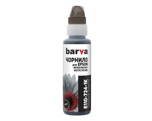 Чорнило Barva EPSON M1100/M3170 (110 Bk) BLACK Pigm. 100 мл OneKey (E110-724-1K)