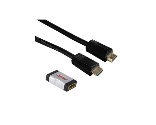 Кабель мультимедійний HDMI to HDMI 1.5m c адаптером FM/FM HAMA (00122207)
