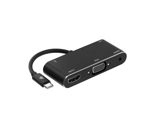 Концентратор 2E Type C to USB 3.0+AUX+HDMI+VGA+USB Type C, 0.15m, black (2E-W1408)