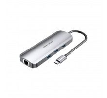 Концентратор Vention USB3.1 Type-C -> HDMI/USB 3.0x3/RJ45/SD/TF/TRRS 3.5mm/PD 10 (TOLHB)