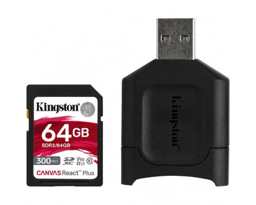 Карта пам'яті Kingston 64GB SDXC class 10 UHS-II U3 React Plus + USB-кардридер (MLPR2/64GB)