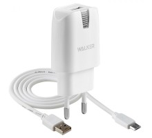 Мережевий зарядний пристрій (адаптер) 2в1 WALKER WH-21 1USB / 2.1A + Data Cable USB to Micro white