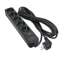 Мережевий фільтр живлення Patron 5.0 m3*1mm2 (SP-1055) 5 розеток BLACK (EXT-PN-SP-1055)