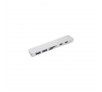 Концентратор PowerPlant Type-C - HDMI 4K, USB 3.0, USB Type-C, SD, microSD (CA911684)