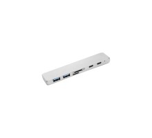 Концентратор PowerPlant Type-C - HDMI 4K, USB 3.0, USB Type-C, SD, microSD (CA911684)