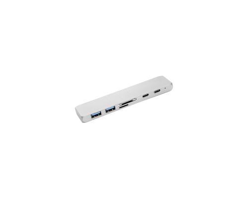 Концентратор PowerPlant Type-C - HDMI 4K, USB 3.0, USB Type-C, SD, microSD (CA911684)